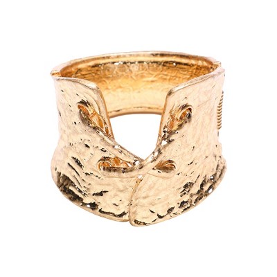 Women's Dented Tie-Up Statement Bracelet - California Gold