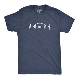 Mens Football Heart Rate T Shirt Funny Sunday Gameday Tee - Crazy Dog Men's T Shirt - 1 of 4
