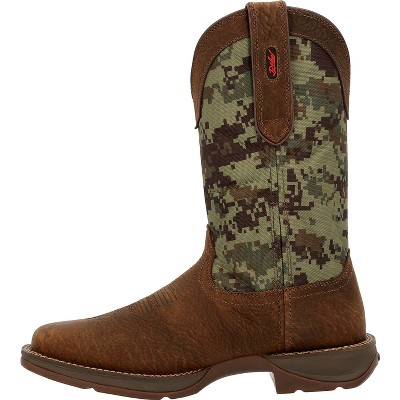 Men's 12" Dark Brown Green Digi Camo Leather Western Boot