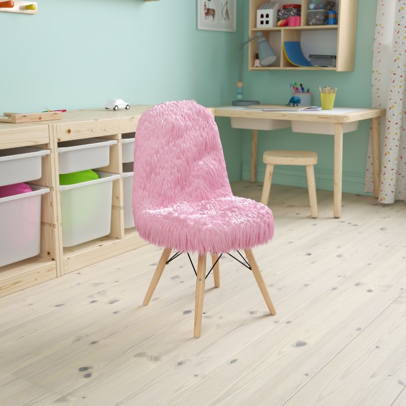 Emma and Oliver Kids Shaggy Dog Accent Chair - Desk Chair - Playroom Chair, 3 of 13