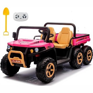 24V Kids Electric Car - 4x35W Motors Power, 24V 7AH Battery, 2-5MPH Speeds, Automatic Truck Bed, Parent Remote, Music Player - 1 of 4