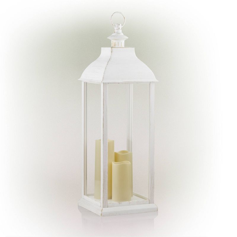 28&#34; Candlelit Lantern with LED Lights White - Alpine Corporation, 6 of 11