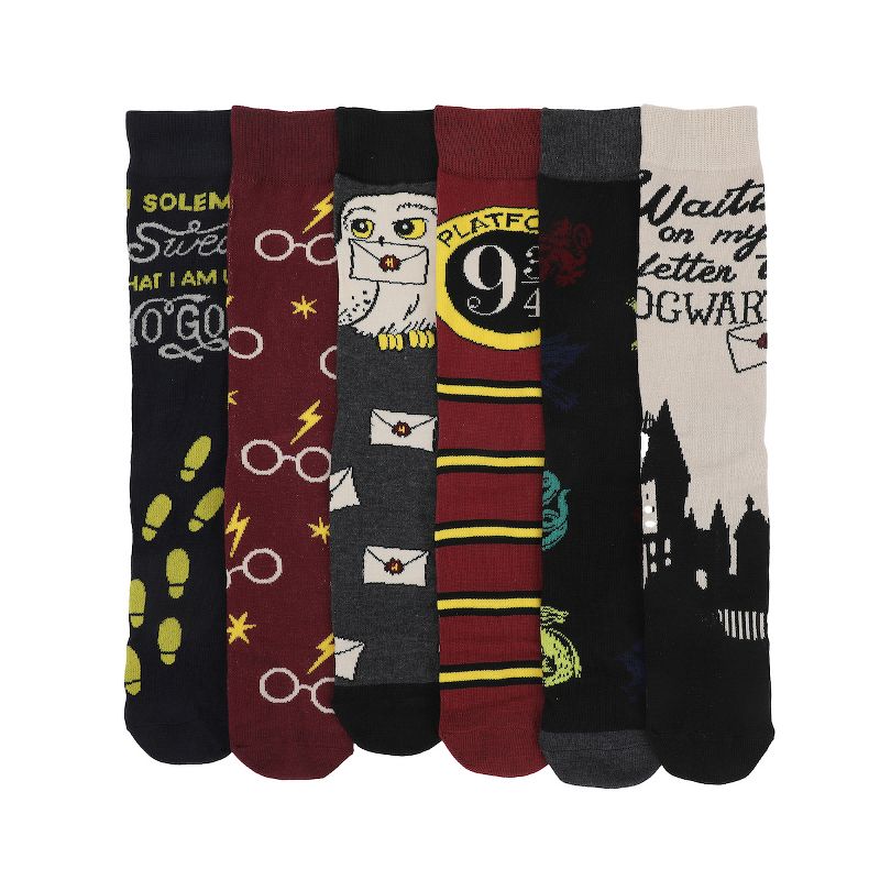 Harry Potter Waiting On My Letter To Hogwarts Adult 6-Pair Casual Crew Socks with Tin Tote, 2 of 7