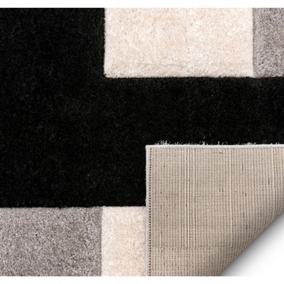 San Francisco Black and Gray Geometric Shag Rug