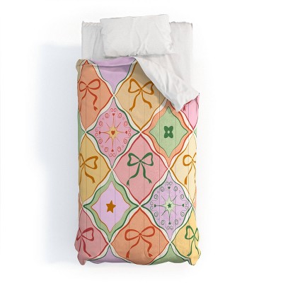 Deny Designs 2pc Twin/Twin XL The Space House Bows on Colorful Patchwork Comforter and Sham Set