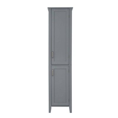 Gray Engineered Wood Linen Tower Cabinet with Adjustable Shelving