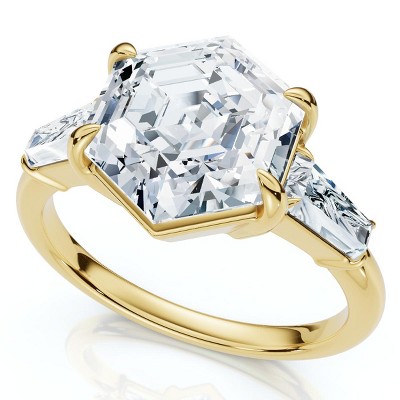 Pompeii3 Certified 3 1/2Ct Hexagon Diamond Engagement Ring 14k Gold or Platinum Lab Created