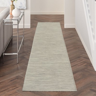Light Grey Synthetic Flat Woven Runner Rug 2'2" x 10'