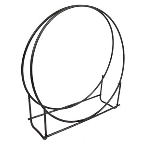Sunnydaze Iron Round Fire Pit or Fireplace Firewood Log Hoop Rack Holder for Indoor or Outdoor Use - 40" - Black - 1 of 4