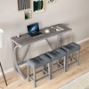 NicBex 4-Piece Bar Table Set for 3 Industrial Breakfast Table with Power Outlet and 3 Upholstered Bar Stools for Living Room - 2 of 4