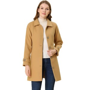 Allegra K Women's Winter Outerwear Peter Pan Collar Mid-thigh A-line Single Breasted Coat - 1 of 4