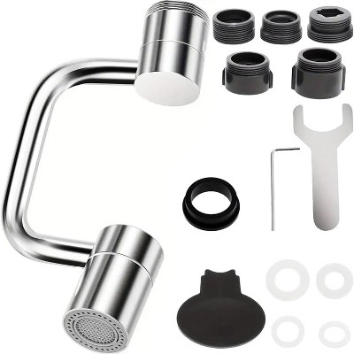 Attop Flexible Reach 1080° Brass Faucet Extender, 2-Mode Anti-Splash Rotating Aerator with Swivel Arm for Kitchen or Bathroom