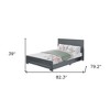 HomeRoots Gray Inlaid Panels Wood King Bed Frame - 3 of 4