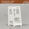 INFURNIC Ladders Toddler Standing Tower with Adjustable Height and Safety Rail for Kitchen and Bathroom Use, White, 35.43"*4.13"*19.69" - 3 of 4