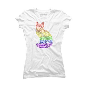Adult Design By Humans Pride Rainbow Cat Maze By MisoKnotty T-Shirt - 1 of 2