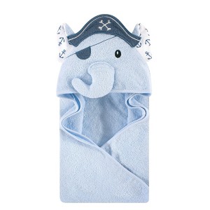 Hudson Baby Infant Boy Cotton Animal Face Hooded Towel, Pirate Elephant, One Size - 1 of 1