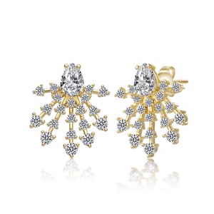 Guili Sterling Silver 14K Gold Plated Snowflake Cluster Earrings with Sparkling Cubic Zirconia - Elegant, Winter-Inspired for Special Occasions - 1 of 1