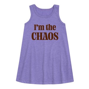 Girls' - Instant Message - Chaos Caffeine Kid Graphic Sleeveless Aline Dress - 1 of 4