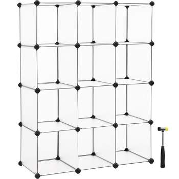 SONGMICS 12 Cube Storage Organizer Modular Storage Cube Bookshelf DIY Plastic Closet Storage Shelves, White