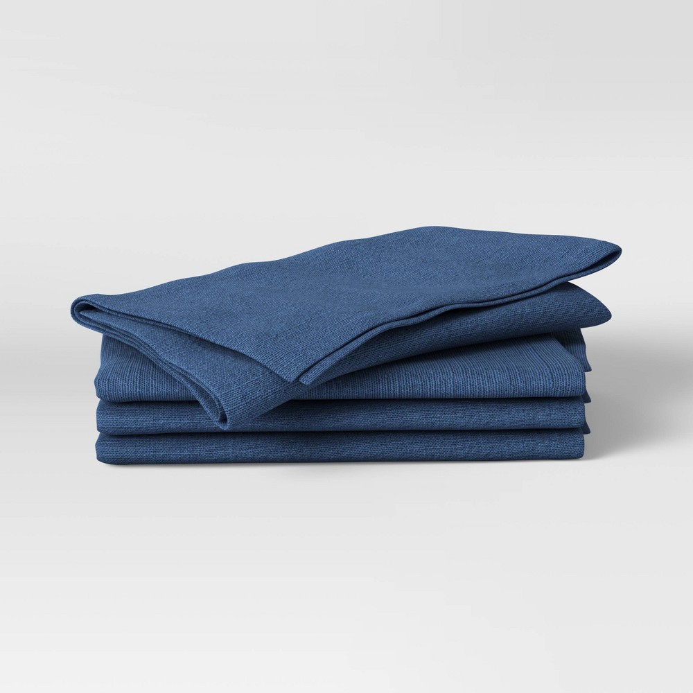 Photos - Tablecloth / Napkin 4pk Cotton Easy Care Napkins Blue - Threshold™