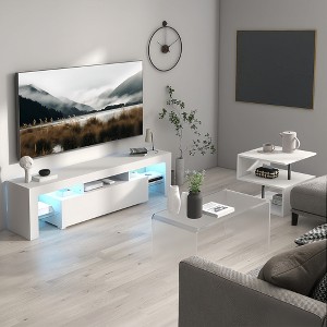 55" Modern Anwick LED TV Stand with Large Storage and Glass Shelf, Media Console Table Entertainment Center for Living Room and Bedroom - 1 of 4