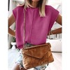 Womens Cap Sleeve Sweater Vest Crew Neck Knit Sleeveless Tank Tops Casual Lightweight Pullover Sweaters - 2 of 2