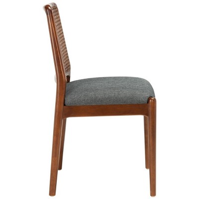 Gray Rattan and Cane Side Chair Set of 2