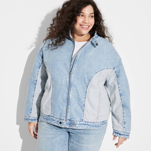 Denim shops bomber jacket