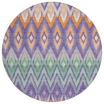 Purple Lilac And Orange Southwestern Washable Indoor Outdoor Area Rug
