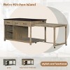 Whisen Retro Extendable Kitchen Island on Wheels with Storage, Kitchen Cart with Built-In Power Outlets - 4 of 4