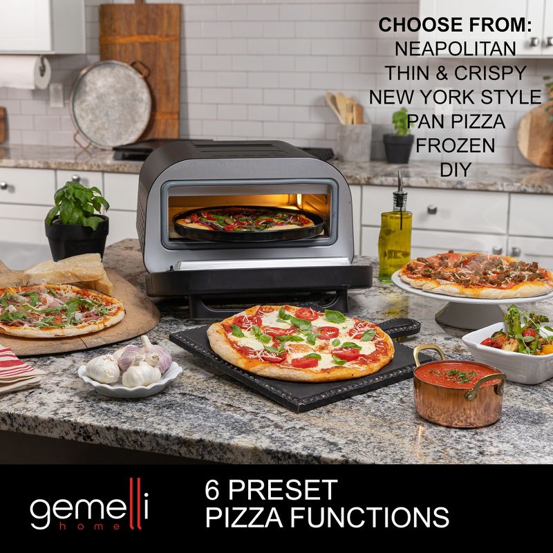 Gemelli Home Pizza Oven, Electric Indoor & Outdoor Pizza Maker, Countertop Pizza Oven w/ 6 Preset Functions, 3 of 7