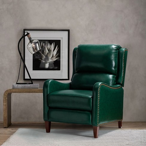 Jade Upholstered Genuine Leather Cigar Chair Recliner Armchair