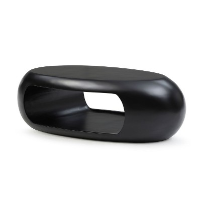 NicBex Modern Oval Fiberglass Coffee Table,Center Cocktail Table for Living Room,Bedroom,Black/White