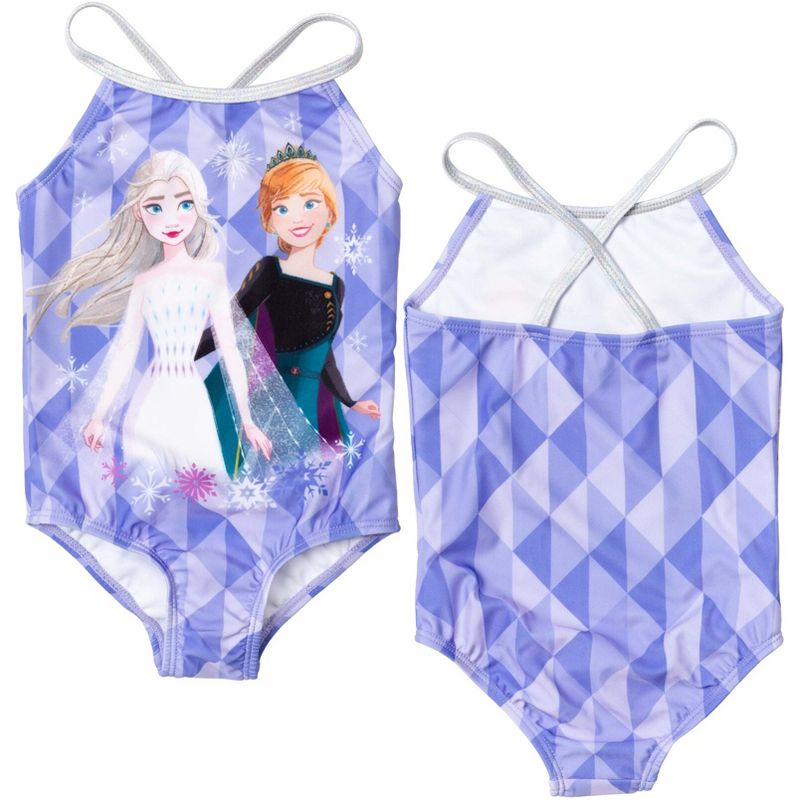 Disney Frozen Elsa Princess Anna Girls 2 Pack One Piece Bathing Suits Toddler, 5 of 8