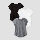 Toddler Girls' 3pk Short Sleeve T-Shirt - Cat & Jack™ White/Black/Gray