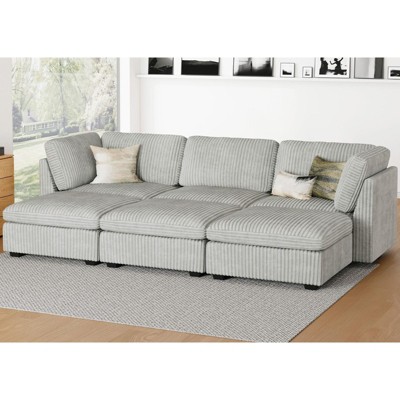 Belffin 6-Seater Sleeper Sectional - Convertible Cloud Couch with Storage & Plush Corduroy