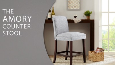 Elegant Cream Upholstered Counter Stool with Birch Wood Legs