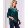 INSPIRE CHIC Women's Velvet V Neck 3/4 Puff Sleeve Fall Trendy Casual Blouse - 3 of 4