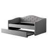 Twin Fairfield Tufted Fabric Day Bed with Trundle Light Gray - CorLiving: Versatile Guest Room Furniture - 3 of 4