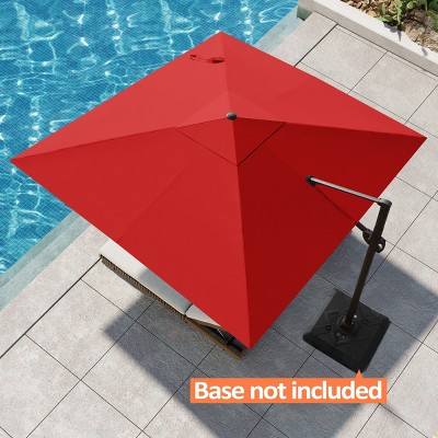 Pellebant 11 x 11ft Square Cantilever Umbrella Outdoor 360 Degree Rotation Offset Umbrella 6 Heights Adjustable Cantilever Patio Umbrella
