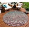 Blush And Emerald Floral Washable Indoor Outdoor Area Rug - 2 of 4