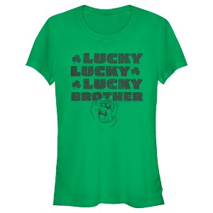 Juniors Womens Looney Tunes St. Patrick's Day Taz Lucky Lucky Lucky Brother T-Shirt - 1 of 4