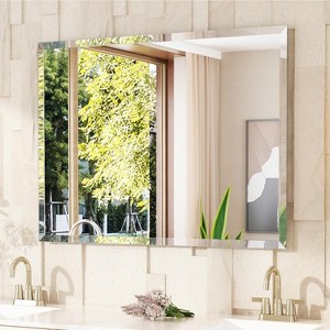 Frameless Rectangle Bathroom Mirror, Shatterproof Beveled Edge Glass, Modern Wall Mirror - 1 of 4