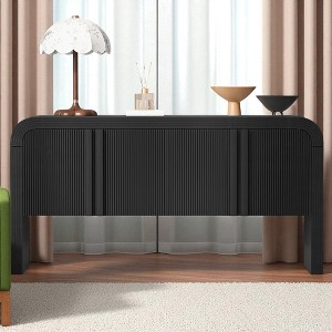 63-Inch Wave-Pattern Console Table with 4 Doors, Adjustable Shelf,Sideboards, Curved Sofa Table for Living Room, Entryway & Hallway - 1 of 4