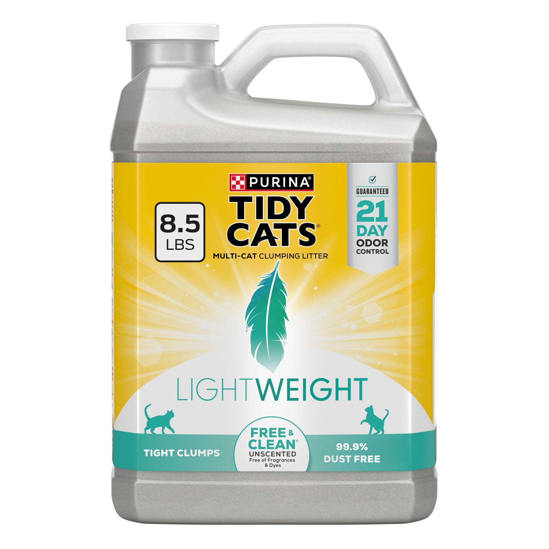 Purina Tidy Cats Free & Clean Unscented Clumping Scoop Cat & Kitty Litter for Multiple Cats: Low Dust, 8.5lbs