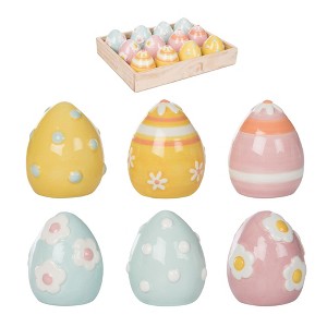 Transpac Mini Ceramic Egg Deco In Crate S/12 Home Decorations Easter - 1 of 1