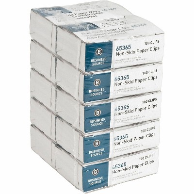 Business Source Paper Clips Regular Nonskid 1000/PK Silver 65365