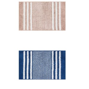 Unique Bargains Chenille Striped Pattern Non-Slip Bathroom Floor Mats 2 Pcs - 1 of 4