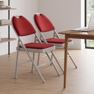 CuisinSmart Folding Chairs Set, Linen Padded Fabric Seats with Heavy Duty Metal Frame & Non-Slip Feet Pads, Easy Store Back Rest Folding Chair - 1 of 4