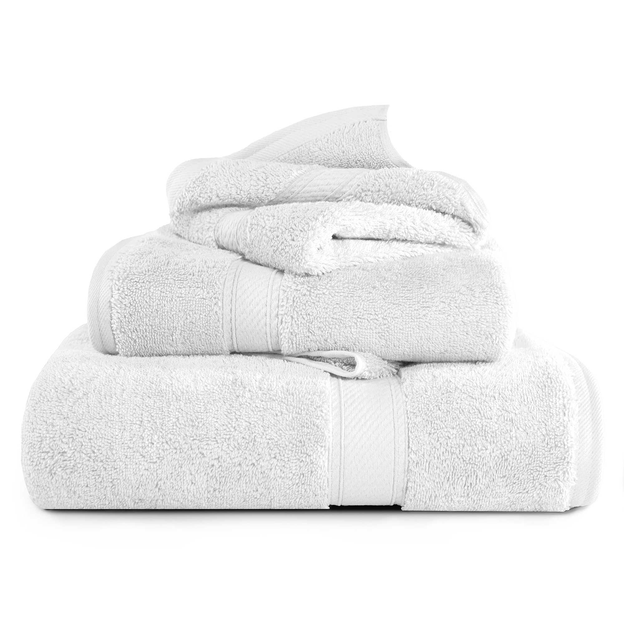 Luxury Egyptian Cotton Heavyweight Absorbant Ultra-Plush 3 Piece Towel Set, White - Blue Nile Mills